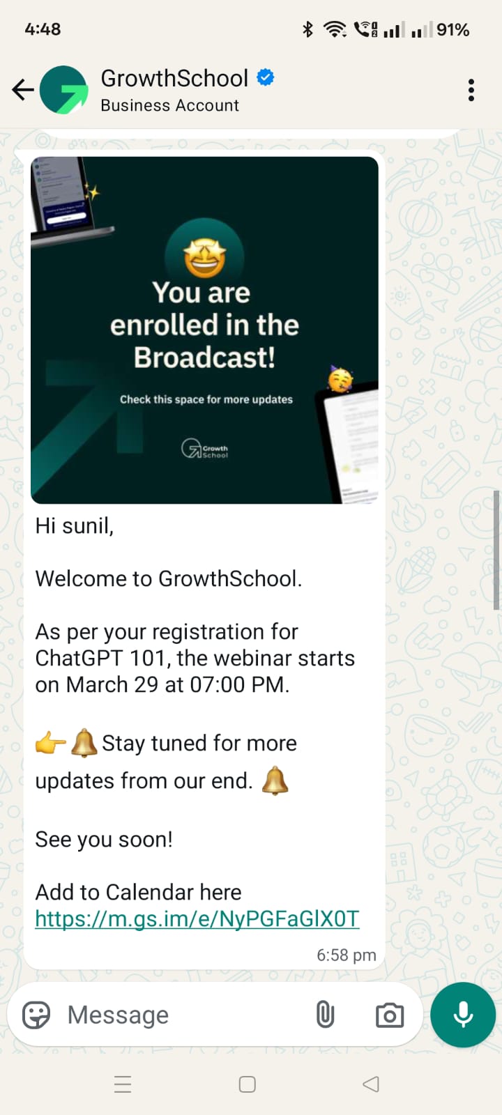 WhatsApp Business Interface
